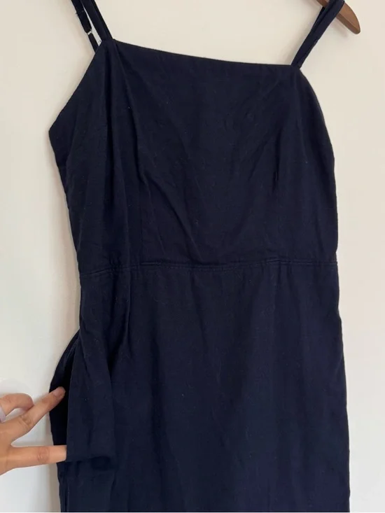 Medium Abercrombie & Fitch Dark Navy Blue Mini Dress Adjustable Straps Pockets - Picture 13 of 14